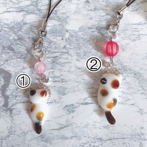 猫ストラップ 三毛猫 レジン 携帯ストラップ チャーム