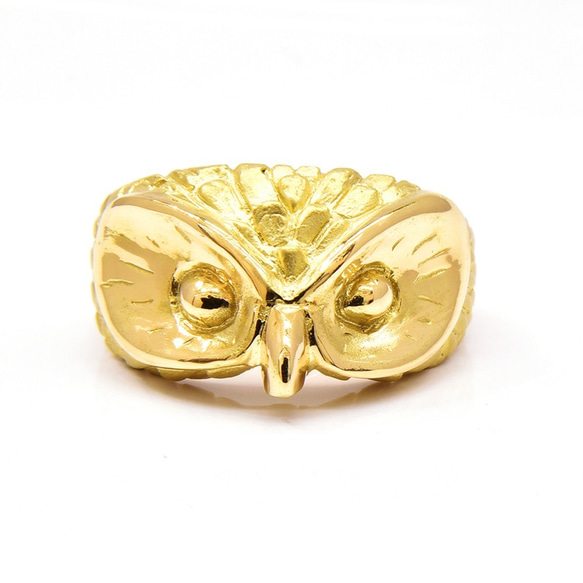 【受注生産】　フクロウ　リング　プラチナ　18金　ゴールド　ホワイトゴールド　ピンクゴールド　梟　ユニセックス　指輪 2枚目の画像
