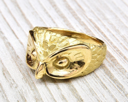 K18フクロウ（梟）モチーフゴールドリング　15号　783K2509 K18フクロウ（梟）モチーフゴールドリング15号783K2509