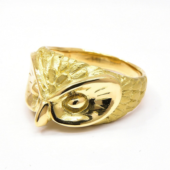 フクロウ　リング　18金　ゴールド　梟　指輪　メンズ　レディース　ユニセックス 6枚目の画像