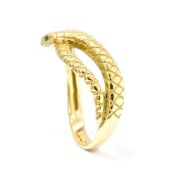 ヘビ　リング　エメラルド　18金　ゴールド　蛇　スネーク　レディース　メンズ　ユニセックス　指輪 4枚目の画像