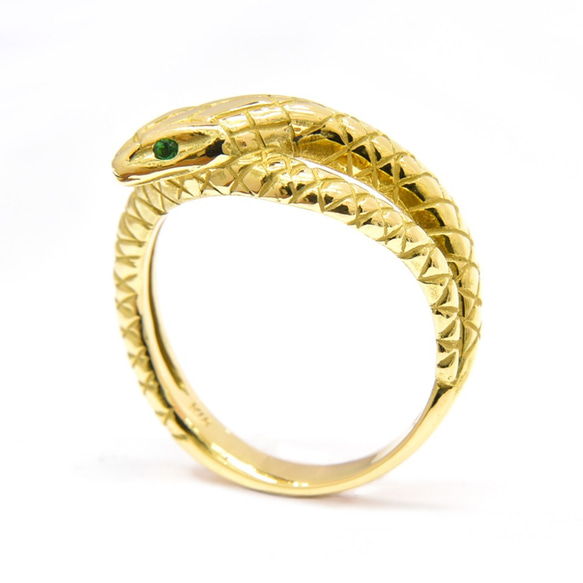 ヘビ　リング　エメラルド　18金　ゴールド　蛇　スネーク　レディース　メンズ　ユニセックス　指輪 5枚目の画像