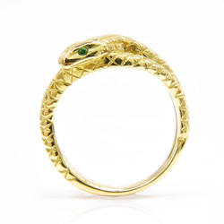ヘビ　リング　エメラルド　18金　ゴールド　蛇　スネーク　レディース　メンズ　ユニセックス　指輪 6枚目の画像