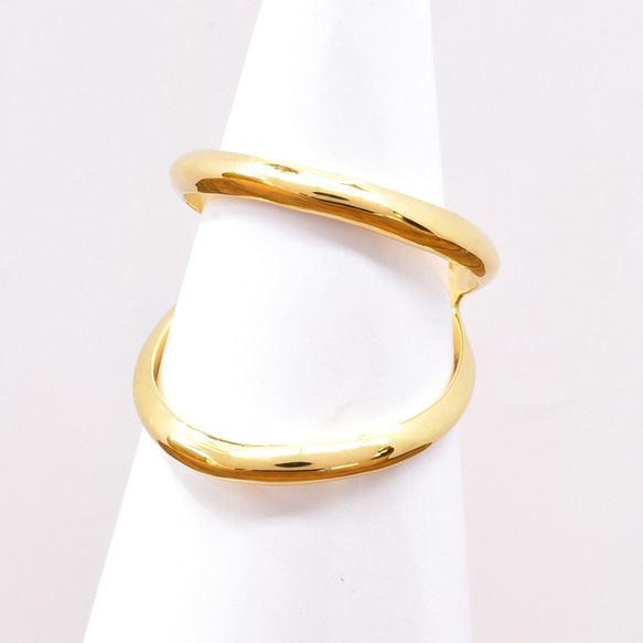 【受注生産】　シンプル　2連デザイン　フリーサイズ　リング　プラチナ　18金　ゴールド　指輪　ユニセックス　関節指輪 7枚目の画像