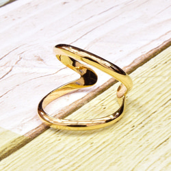シンプル　2連デザイン　フリーサイズ　リング　18金　ゴールド　指輪　メンズ　レディース　ユニセックス 1枚目の画像