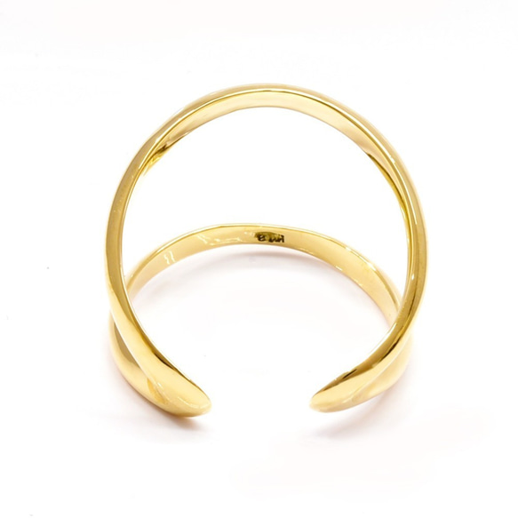 シンプル　2連デザイン　フリーサイズ　リング　18金　ゴールド　指輪　メンズ　レディース　ユニセックス 6枚目の画像