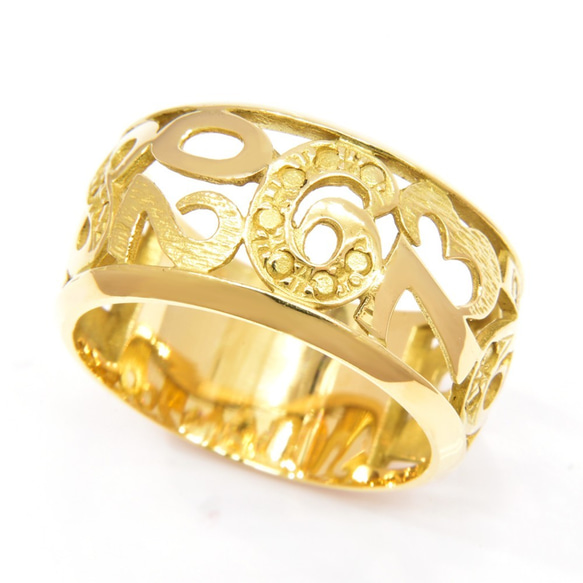【受注生産】　アラビア数字　透かし　リング　プラチナ　18金　ゴールド　ホワイトゴールド　ピンクゴールド　指輪　幅広　 2枚目の画像
