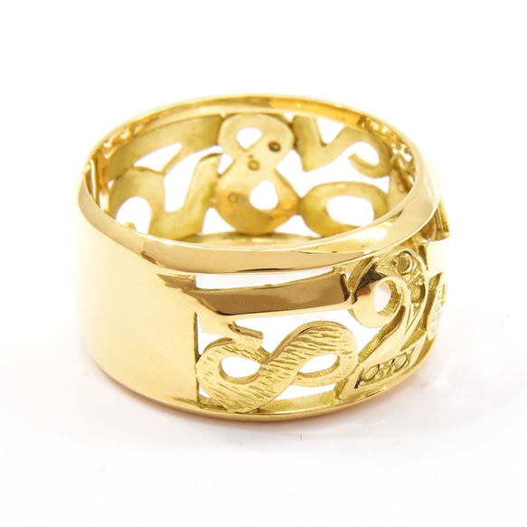【受注生産】　アラビア数字　透かし　リング　プラチナ　18金　ゴールド　ホワイトゴールド　ピンクゴールド　指輪　幅広　 3枚目の画像