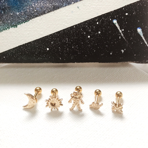 マラカイト トリプレット ロゼンジ ピアス（ビジューピアス