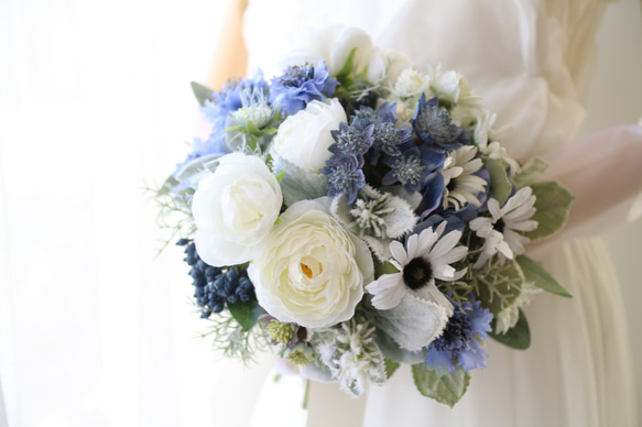 ブライダルブーケ&ブートニア アーティフィシャルフラワー クラッチブーケ ブートニアセット