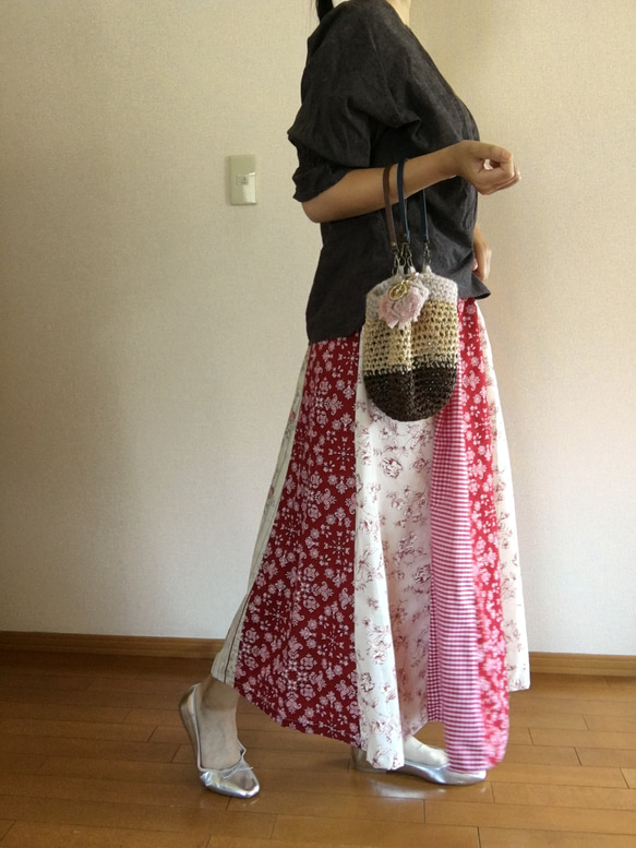 赤・白・ピンク☆ふわり可愛いコットンスカート ♫ 1枚目の画像