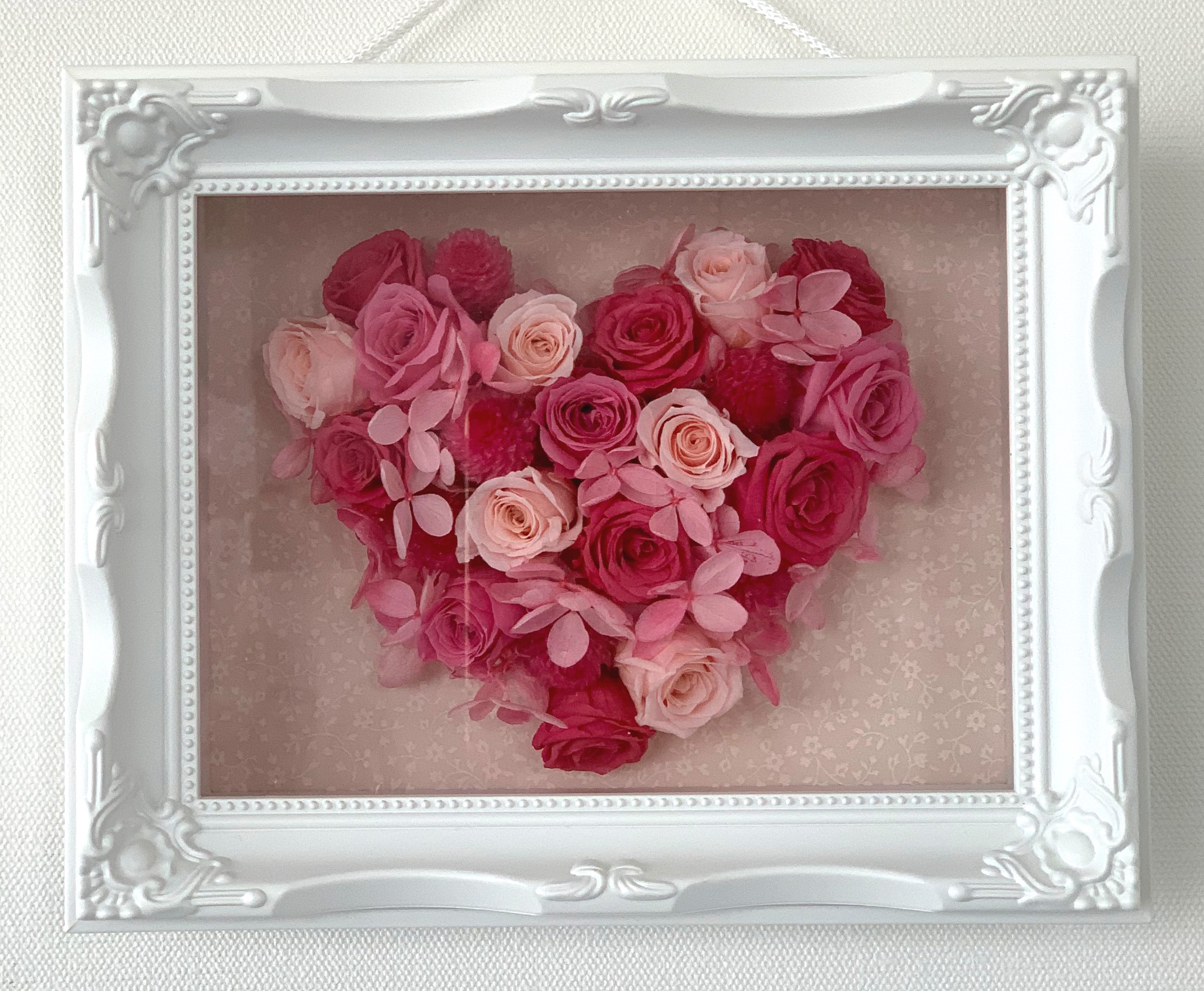 【受注制作】フレームアレンジ ハート プリザーブドフラワー　creema限定