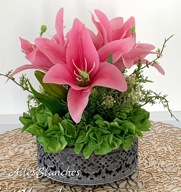 ユリのアレンジ creema限定 アートフラワー AilesBlanches 通販  