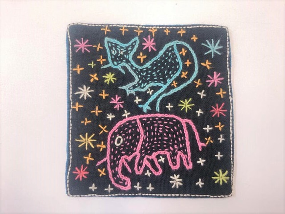 レンテン族　刺繍コースター 1枚目の画像