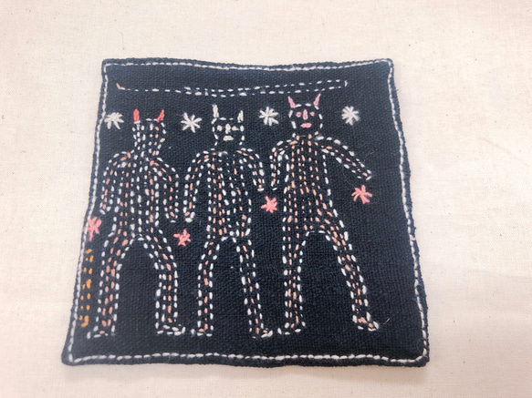 レンテン族　刺繍コースター　ひと 2枚目の画像