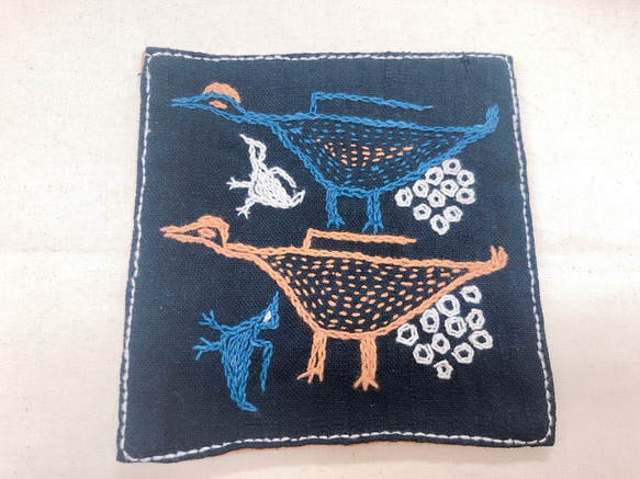 レンテン族　刺繍コースター　どうぶつ 1枚目の画像