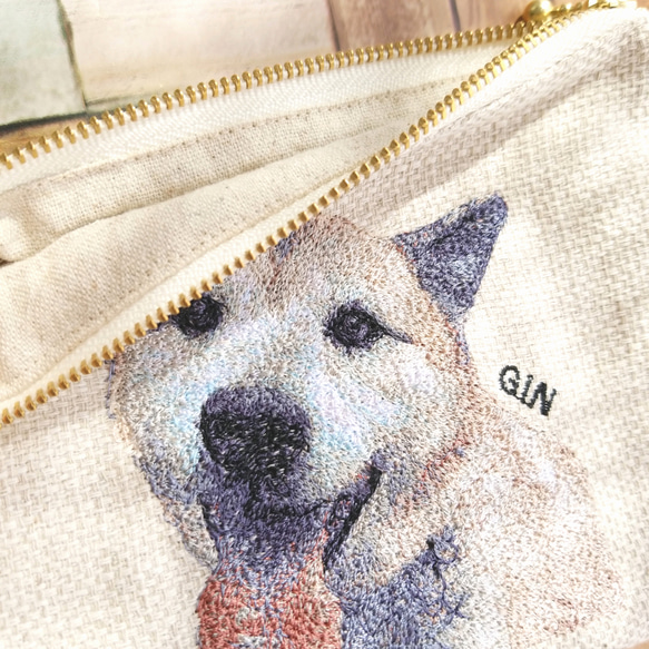 【オーダーメイド】ペットのお写真を刺繍したポーチ【愛犬・愛猫】 4枚目の画像