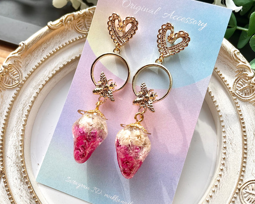 【146】イチゴのピアス／イヤリング／レジン 0_c1106e0012c8b08621cd4405d102