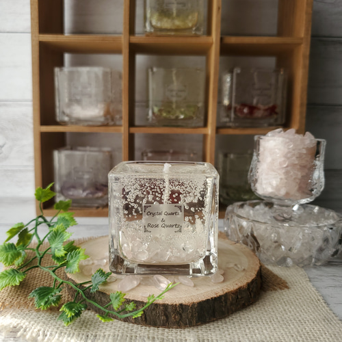 天然石ジェルキャンドル～水晶&ローズクォーツ キャンドル