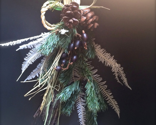 五葉松と古代稲のお正月スワッグ しめ縄・しめ飾り primadecor 通販