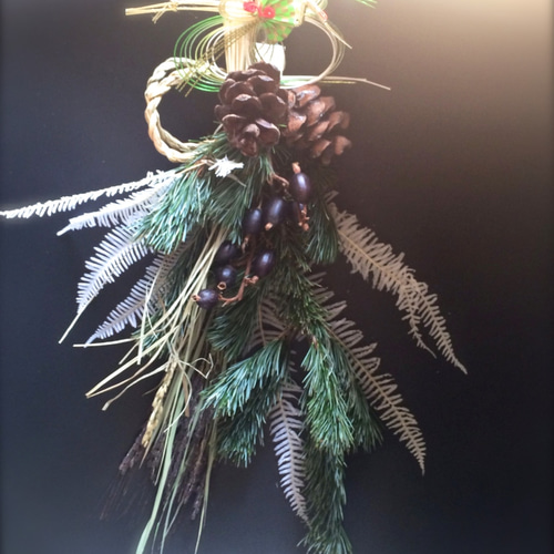 五葉松と古代稲のお正月スワッグ しめ縄・しめ飾り primadecor 通販