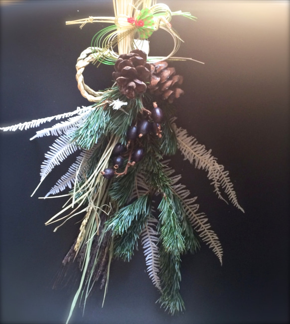 五葉松と古代稲のお正月スワッグ しめ縄・しめ飾り primadecor 通販