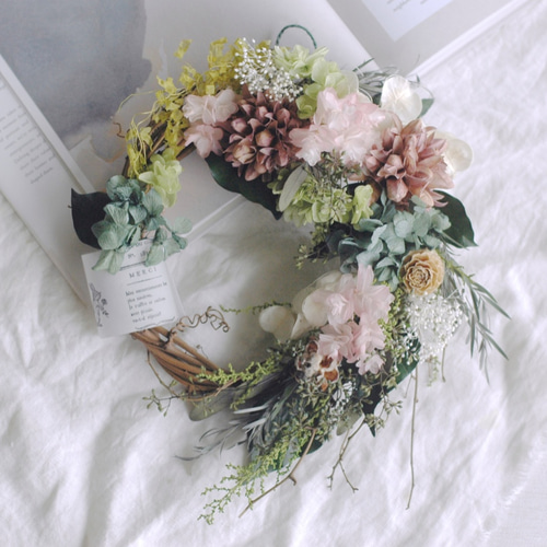木の実と紫陽花のナチュラルリース リース primadecor 通販｜Creema 