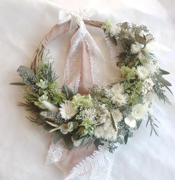 受注制作春の小花のナチュラルリース 受注制作春の小花のナチュラルリース