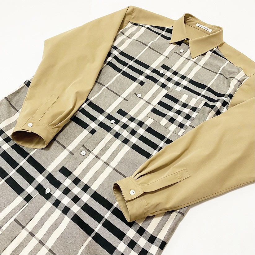 大柄チェックロングシャツ