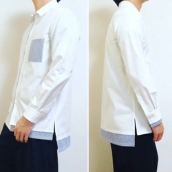 白×ストライプのレイヤードシャツ 3枚目の画像
