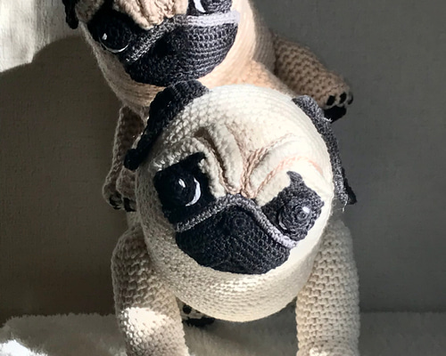 パグちゃん親子のあみぐるみ あみぐるみ Noir_et_Bleu 通販