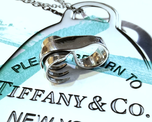 TIFFANY 925 ヴィンテージ フォークリング ２連 指輪・リング Silly