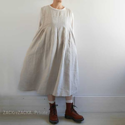 【再販】タンブラーリネン100％・キナリ・1年じゅう使えるジャンパースカート・ゆったり・コクーン・冬重ね着OK 10枚目の画像