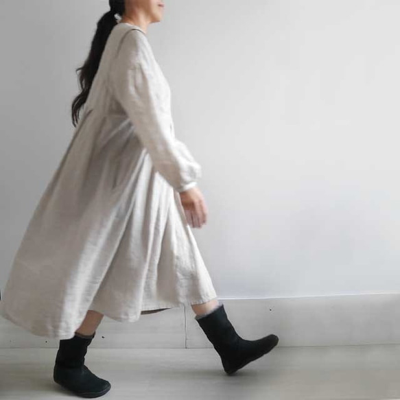 【再販】タンブラーリネン100％・キナリ・1年じゅう使えるジャンパースカート・ゆったり・コクーン・冬重ね着OK 11枚目の画像