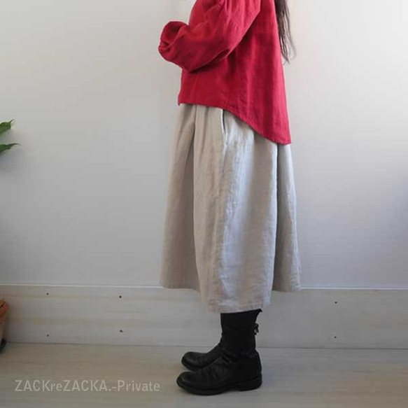 【再販】タンブラーリネン100％・キナリ・1年じゅう使えるジャンパースカート・ゆったり・コクーン・冬重ね着OK 14枚目の画像