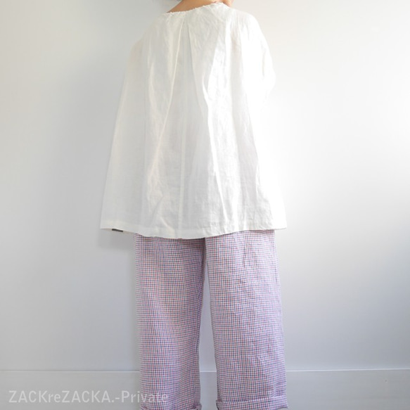 【再販】リトアニアリネン100％・すっぽり着れる楽々チュニック・重ね着・ルームウエアー・エプロン 6枚目の画像