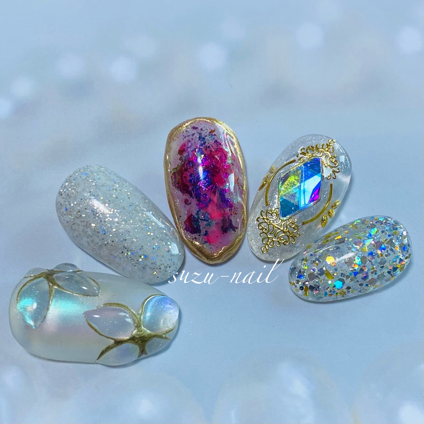 ネイルチップ スワロフスキー 宝石 チェーン ♡A Nail♡-