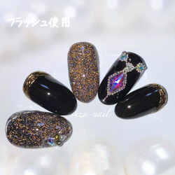 再販☆フラッシュネイル/ブラックネイル/ビッグストーン/nails