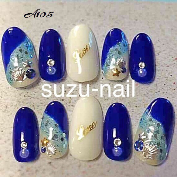 再販2☆海ネイル/シェル/パーツシルバー/夏ネイル ネイルチップ