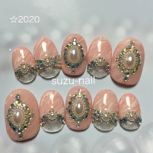 design120】韓国 ラベンダーパールネイルチップ ネイルチップ（つけ爪  