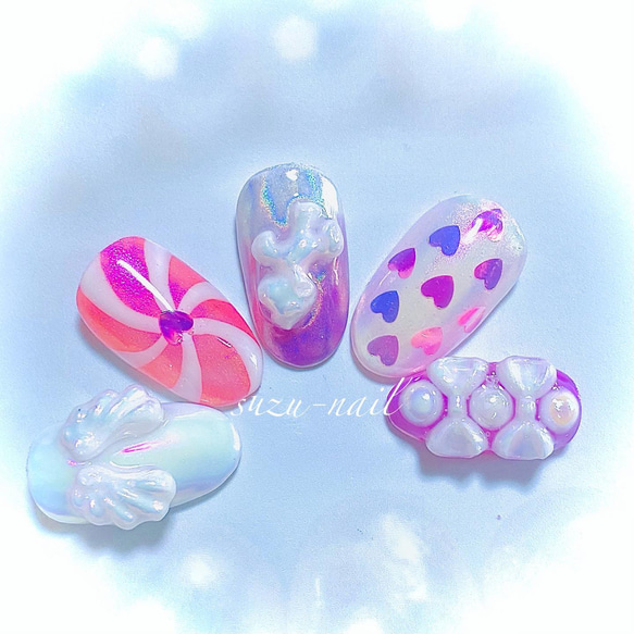 新作☆ゆめかわネイル/ユニコーンネイルネイル/3dネイル/オーロラ