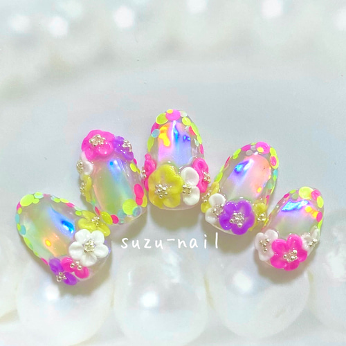 再販2☆3dフラワー/氷ネイル/うるうるネイル/キラキラネイル/ドット