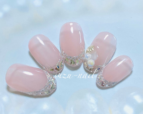 再販4☆ピンクネイル/ネイル/ガラスネイル/nails/ネイル/オフィス