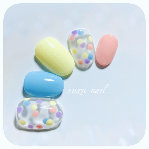再販☆水玉/ドットネイル/カラフル/パステルカラー/デート ネイル