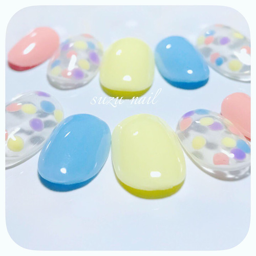 再販☆水玉/ドットネイル/カラフル/パステルカラー/デート ネイル