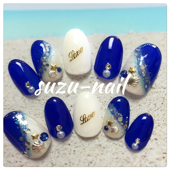 フットネイルチップ No.74 深海 奥行きシェル FA175⭐奥行きボタニカルフットネイルチップ | NovemberR