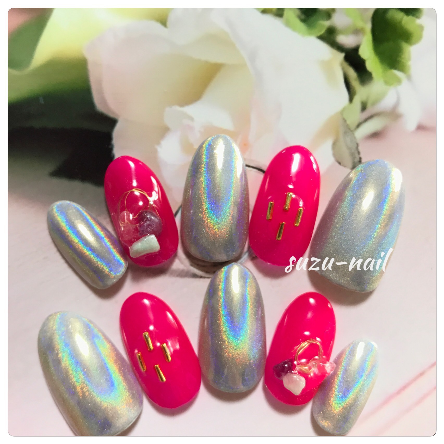 9月限定価格　ファイヤーピンク天国♡ネイルチップ 格安saleスタート】 9月限定価格 ファイヤーピンク天国♡ネイル