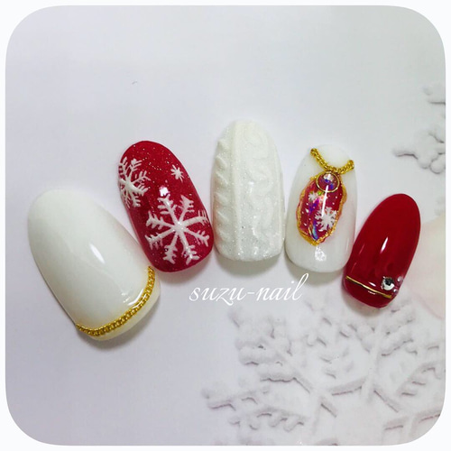 新作☆冬ネイル/雪の結晶ネイル/クリスマス/christmas ネイルチップ