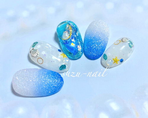 新作☆シュガーネイル/ネイル/ブルー/nails/ネイル/海ネイル 新作☆シュガーネイル/ネイル/ブルー/nails/ネイル/海ネイル