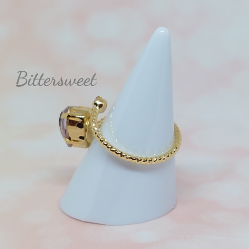 指輪 スワロフスキー クリスタル ライトアメジスト フリーサイズ